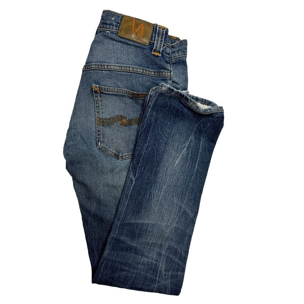 Nudie Jeans Thin Finn Mens 30X31 ‎ Denim Jeans Skinny Midnight Worn